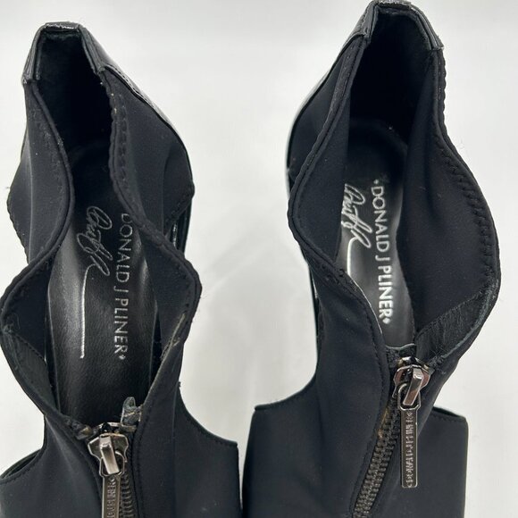 DONALD J. PLINER Black Parvis Zip Up Peep Toe High Heels Shoes Size 8.5 - Picture 9 of 11
